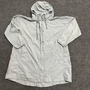 Columbia Jacket Womens Size L Gray Hooded Windbreaker Full Zip Lightweight Nylon